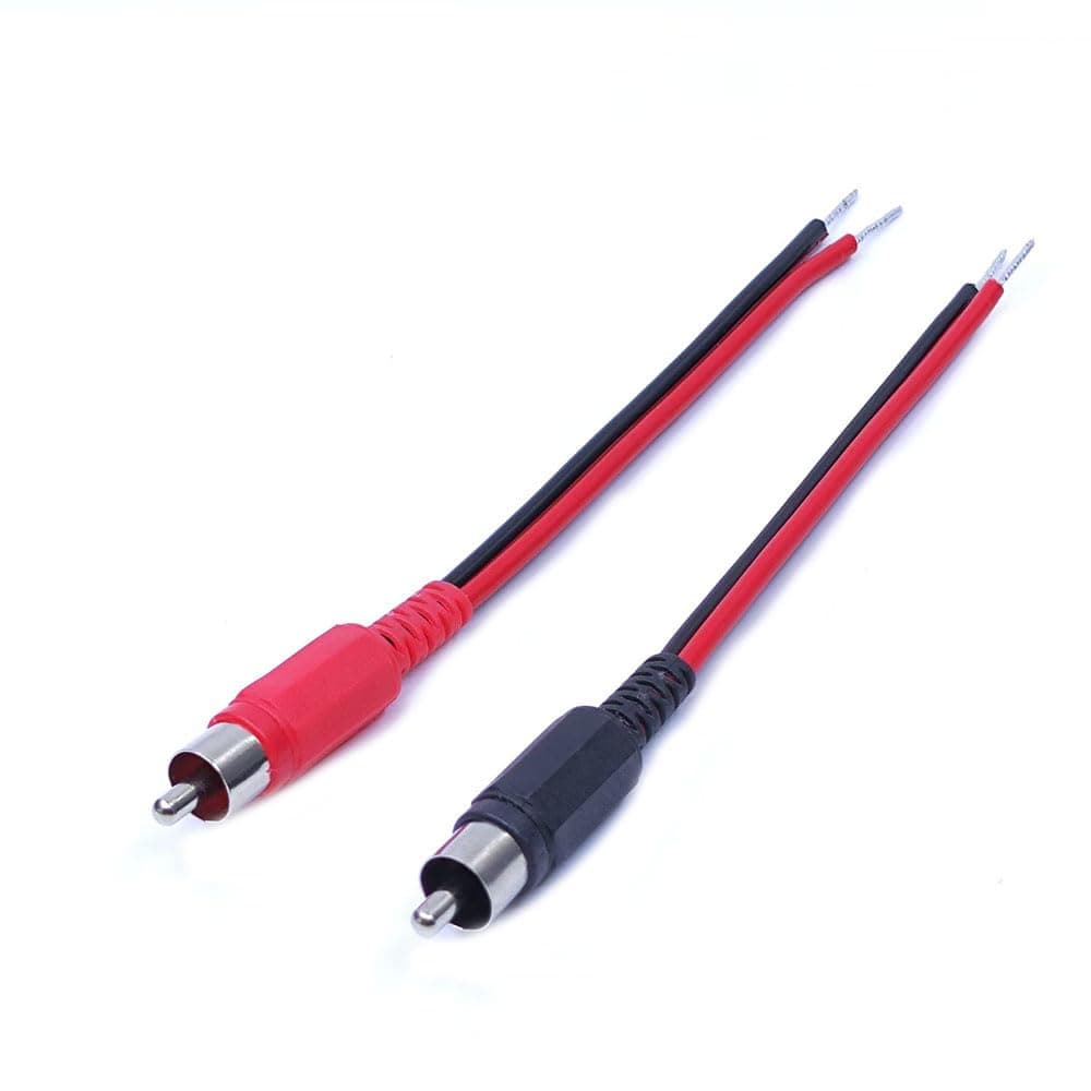 2-Pack RCA Male to Speaker Wire Adapter Cable, 5.5-inch/14cm - Black/Red, Audio Video Conversion for Amplifiers and Audio Receivers