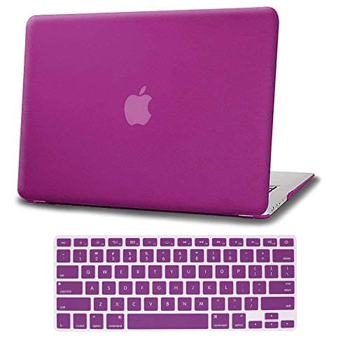 AmaBe for MacBook Air 13"/13.3" case Model: A1369 / A1466,Bundle 2 in 1 Rubberized Matte Plastic Hard Shell Cover Case with Silicone Keyboard Cover Skin Purple