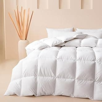 Cosybay Oversized King Size Feather Down Fiber Comforter Ultra Fluffy Duvet Insert, All Season White Cotton Cover Luxury Hotel Bed Comforter with Corner Tabs, 116x98 InchOEKO-TEX STANDARD 100