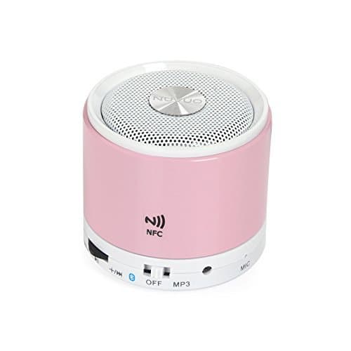 Wireless Portable Mini Bluetooth Speaker - Built-in Mic - FM Audio - NFC Enabled For Easy Pairing - Handsfree Calling - 3.5mm Audio Jack (Pink)