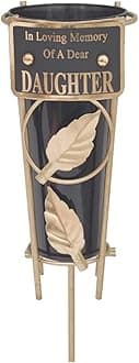 Grave Vases with Spike Grave Ornaments - Memorial Plaques/Black Vases Flower Holders with Personalised Quotes; Metal Spikes Grave Decorations in Loving Memory of your Loved Ones (Daughter)