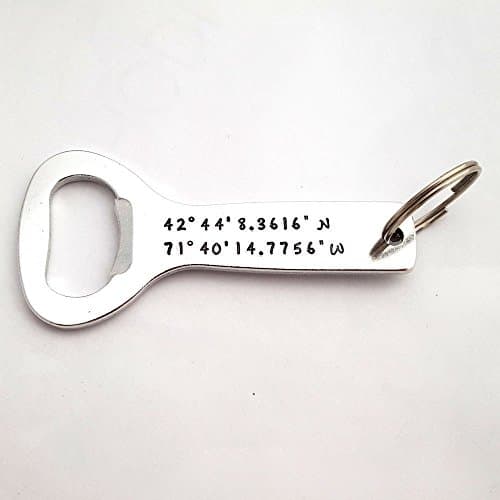 Latitude and Longitude Personalized Coordinate Bottle Opener GPS Key Chain
