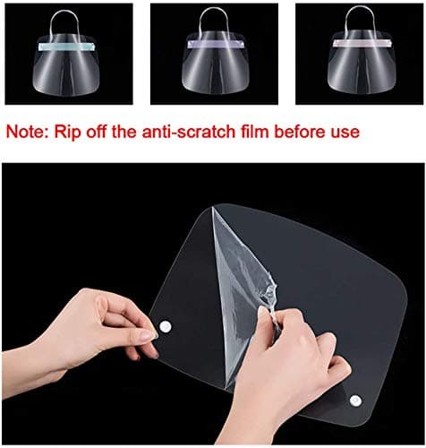 5 Packs Safety Face Shield Full Protection Cap Wide Visor Resistant Spitting Anti-Fog Lens, Lightweight Adjustable Transparent Face Shield for Men Women