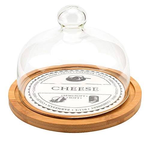 Flat Round Cake Plate, Covered Dessert Display, Round Cake Stand, Cupcake Stand, Serving Platter, Cheese Bread Pie Snacks Fruit Storage Platter, Clear Glass Dome with Ceramic Base Dessert Serving Tray