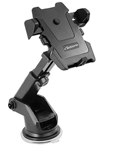 interio Universal Car Mount Holder for iPhone, Long Neck One Touch Car Mount Holder for iPhone X 8 7 7s 6s Plus 6s 5s 5c Samsung Galaxy S8 Edge S7 S6 Note 5 Car Stand and more (Black)