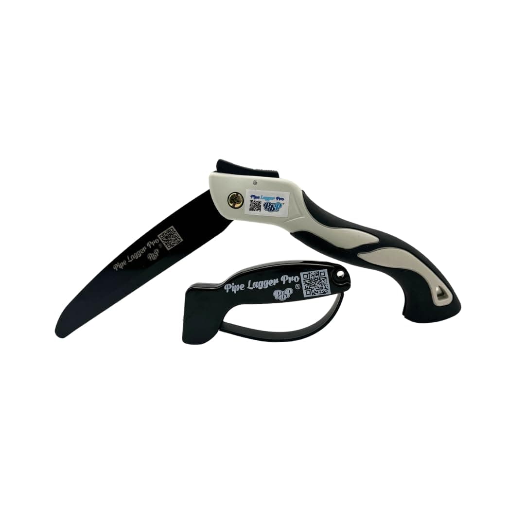 PipeLagger Pro - Laggs Folding Insulation Saw & Free Sharpener - Compact, Heavy-Duty & Portable Professional Grade Cutting Tool for Pipe Insulation, Lagging & Various Other Insulation Materials