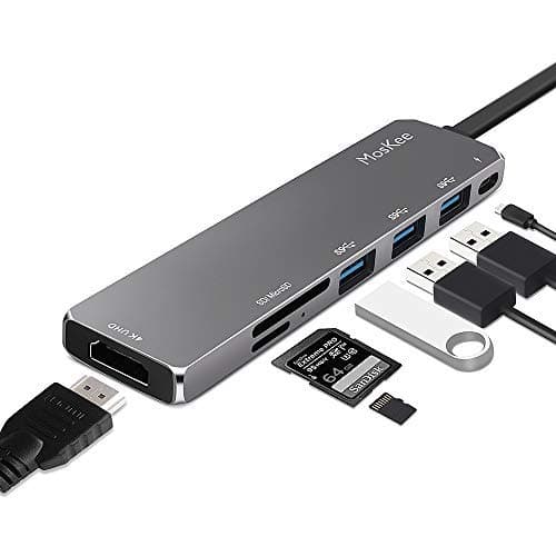 USB C Hub HDMI, MosKee 7-in-1 USB C Adapter, USB Type C Hub Mult-Port Dongle 4K USB C to HDMI, Type-C PD Charging Port, USB 3.0 Ports, SD/MicroSD Card Reader for MacBook Chromebook DELL XP and Mor