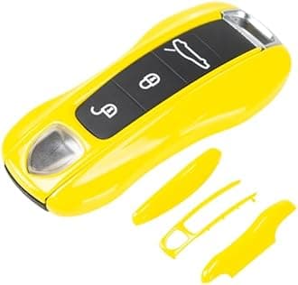 AeroBon 3-Piece Painted Key Fob Cover Compatible with Porsche Key Cover Key Shell (MK2, Racing Yellow)