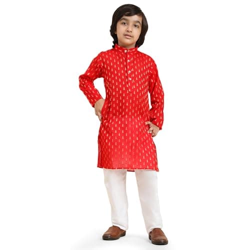 Pro-Ethic Style Developer Boy's Cotton Printed Kurta Pajama For Kid'S s Traditional Dress Kurta Pajama Set