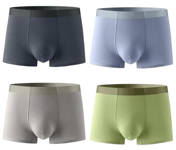 Men Ice-Silk Cotton Boxer Brief Medium Rise Soft Breathable Plain Underwear Multicolor Free Size Pack of 2