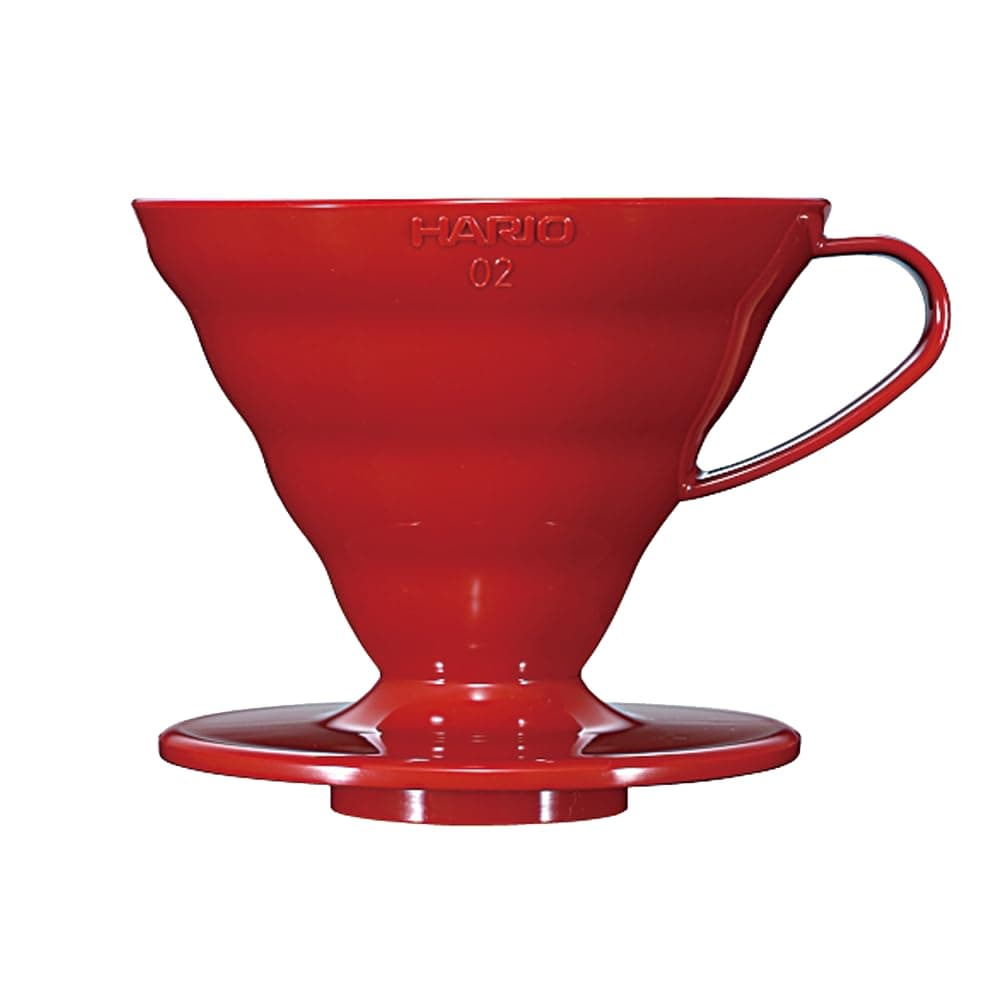 V60 Plastic Coffee Dripper | V-Shaped Cone Coffee Dripper With Heat Retention, Red, Size 02