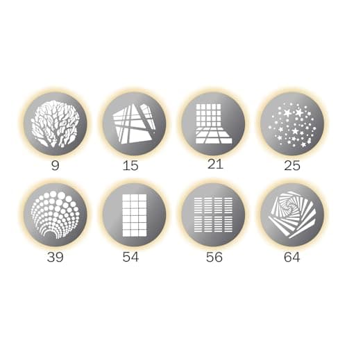 - Digitek® (DGS 001) Stainless Steel GOBO Pattern Kit, 8 Creative Patterns for Optical Snoot, High-Temperature Resistance, Transforms Spaces with Geometric Shapes, LED Light Creative Effects