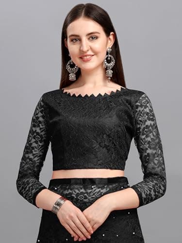 LOROFY Women's Net Saree With Blouse