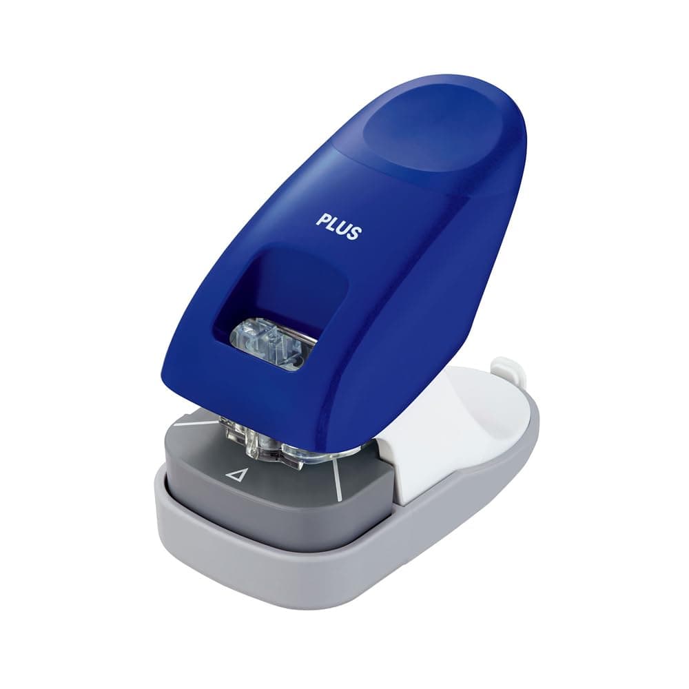 – PLUS Japan, Staple-Free Stapler Desktop Model Blue, 10 Sheet Capacity, 1 Piece Pack (1 x 1 Stapler)