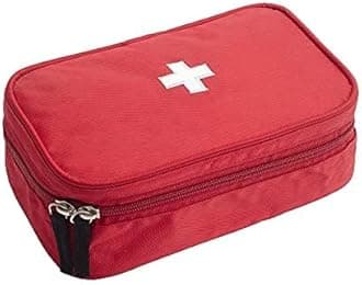 HomeStrap First Aid Kit Bag | Medicine Storage Box | Multi-Utility With Handle | Portable & Spacious Emergency Kit Organizer With Mesh Pouch & Elastic Loops | Perfect For Travel, Camping, Home, red