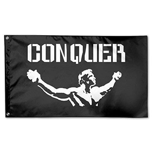 Conquer Pose Gym Lifting Garden Flag 3 X 5 Flag for House Decorative Banner Black
