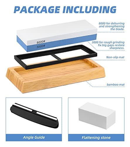 Sharpening Stone Whetstone Set Kitchen Knife Sharpener Stone Wet Stones for Sharping Knives Kit with Non-slip Rubber Base (1000/6000)