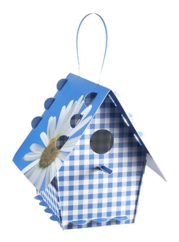 D2F Group Ltd Tweet Tweet Home Recyclable Plastic Flatpacked Classic Bird House - Blue Gingham