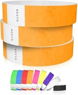 600 WristCo Neon Orange Tyvek Wristbands for Events - Tamper-Proof Design & Fluorescent Color Prevent Reuse Premium-Grade Bracelets for Hospital & Medical ID, Party & VIP Identification