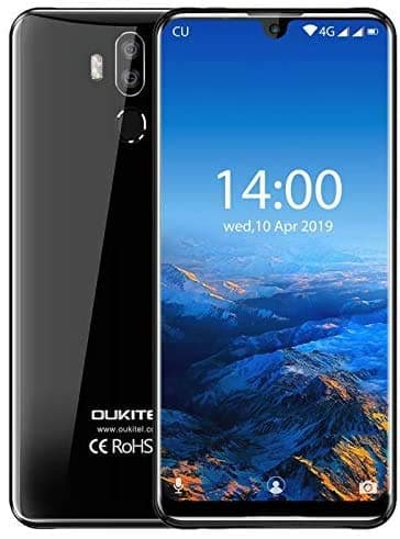 Oukitel Android 9.0 MT6765 Octa Core up to 2.3GHz 4GB 64GB Smartphone with Dual Rear Cameras and 7.12in Waterdrop Screen - Black