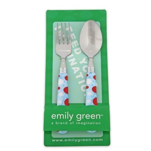 Emily Green Utensils, Blue Polka