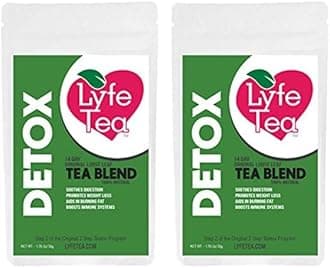 Lyfe Tea Detox Herbal Tea - Natural Cleanse for Digestion Support, Boosts Energy & Metabolism, Helps Reduce Bloating, Promotes Healthier Skin, Removes Toxins for a Refreshing Detox Experience (Pack 2)
