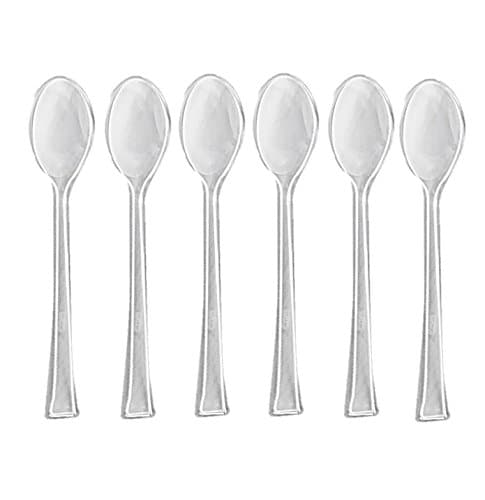 144 Mini Clear Plastic Spoons, 4.5 Inches, Elegant And Disposable Clear Flatware. Includes 144 Clear Dessert/Appetizer Spoons.