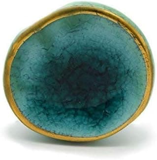 Pushka Home LTD Ceramic Crackled Concave Gold Crater Cupboard Door Knobs (Turquoise & Gold)