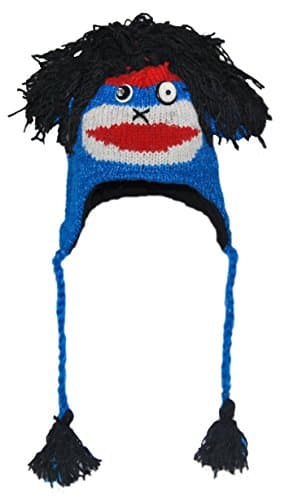 Blue Punk Rock Sock Monkey Animal Hat Child