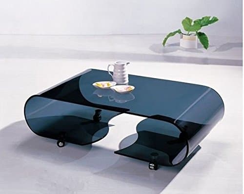 Unique360 AXIS Black Decorative Coffee Table with Full Bent Glass (Standard, Black)