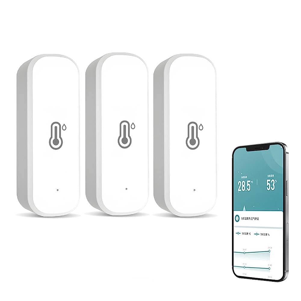 Wifi Tuya Smart Temperature and Humidity Sensor, Smart Hygrometer Thermometer for Alert, No Hub Required, Compatible with Alexa and Google Home, for Home, Baby, Garages, Intelligent Linkage
