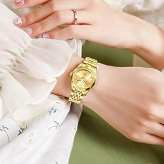 OLEVS Womens Watch Fashion Dress Diamond Female Watches for Ladies Analog Quartz Stainless Steel Waterproof Luminous Day Date Two Tone Wristwatch