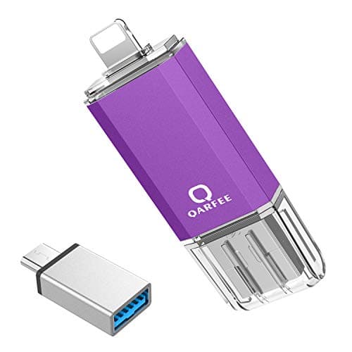 USB Flash Drive for iPhone Photo Stick 128GB Memory Stick iPhone Backup Flash Drive Photostick Mobile, Thumb Drive USB 3.0 Compatible iPhone/iPad/Android Backup OTG Smart Phone Qarfee Purple.
