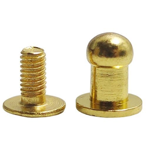 Head Button 5mm Brass Stud Screwback Screw Back Spots for Leather Rivet 100 Sets (Gold)