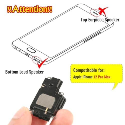 YWLRONG for iPhone 12 Pro Max Loud Speaker Replacement for iPhone 12 Pro Max Loudspeaker 12 Pro Max Ringer Speaker Buzzer Assembly withTools