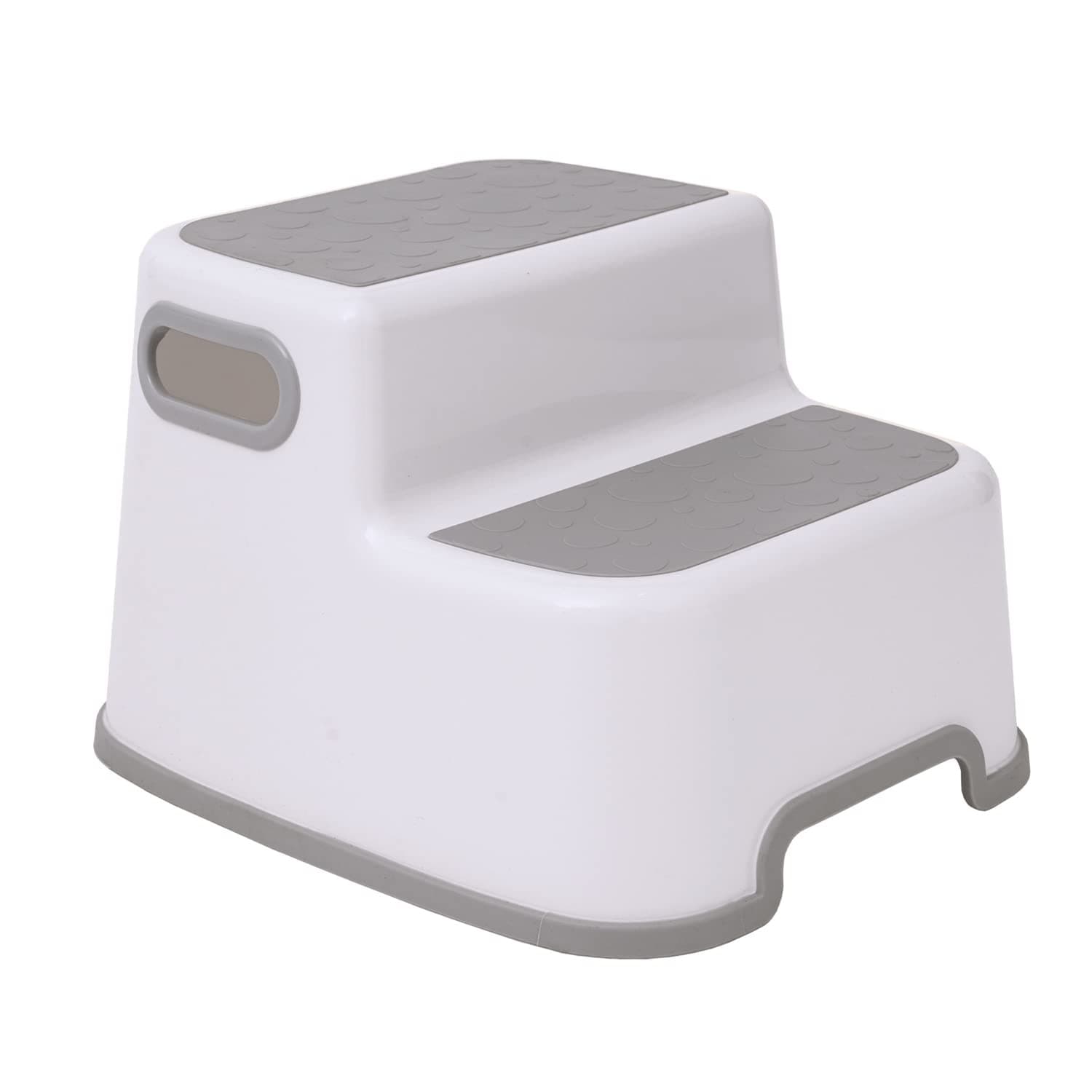 Straame Double Step Stool for Kids, Non-Slip 2 Step Stool for Toddlers with Built-in Handles, Step Stool for Potty Training, Bathroom and Kitchen, Sturdy and Practical Design (White)