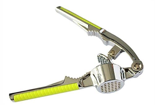 Meepo Large Kitchen Professional Garlic Press Cloves Ginger Crusher with Nutcracker, Sturdy Zinc Alloy and Nonslip Silicone, Green