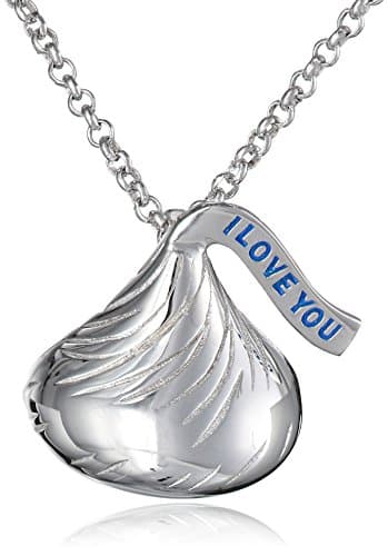 Hershey Jewelry Sterling Silver Medium Flat Back Shaped "I Love You" Pendant
