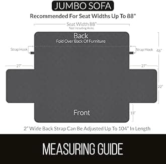 Sofa Shield Couch Slip Cover with Patented Strap, Cushion Protector, US Designed Reversible Stain and Dog Tear Resistant Slipcover, 88 inch Seat, Washable Covers for Dogs Pets, Navy Sand