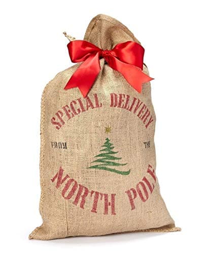 Burlap Santa Sack Christmas Present Bag Wrapping - Tree