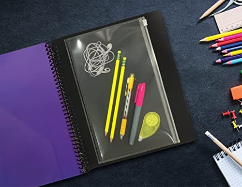 24 Pocket Poly Spiral Project Organizer (2pack), Heavy Duty, with Utility Pouch, 1/3 Cut Tabs, 12 Tab Color Dividers, Clear View Front Cover, Letter Size, Project Folder, by Better Office Products