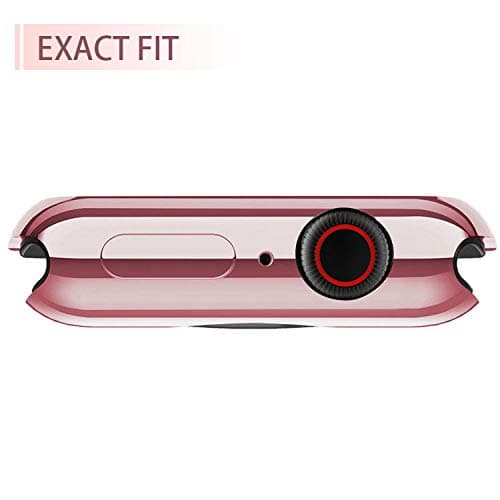 Julk [2-Pack] Case for Apple Watch Series 5 / Series 4 Screen Protector 40mm, 2019 New iWatch Overall Protective Case TPU HD Ultra-Thin Cover for Series 5/4 (1 Rose Pink+1 Transparent)