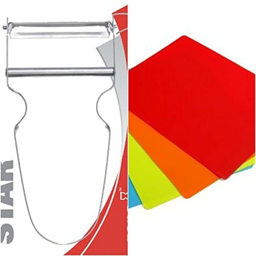 Vegetable Peeler Set - Includes 1 Potato Peeler and 1 Kitchen Cutting Board (Colors May Vary) Bundle - (the Board Is a Flexible Cutting Board)