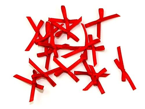 Papercellar Mini Satin Ribbon Bows Red - per pack