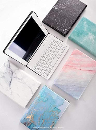 iPad Pro 11 2018 Keyboard Case Marble Leather Flip Folio Slim Shell Protective Cover with Magnetically Detachable Wireless Bluetooth Keyboard for Apple iPad Pro 11 Inch 2018 (Pink+White Keyboard)