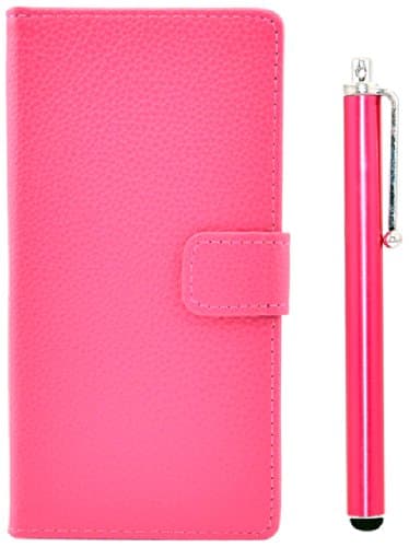 Apexel Lichee Pattern PU Leather Flip Case for Sony Xperia Z2 - Frustration-Free Packaging - Rose