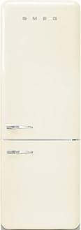 Smeg FAB38 Retro Style Refrigerator with Bottom Freezer – Made in Italy – Multiflow Cooling – LED Lighting – Glossy Finish – 3 Adjustable Glass Shelves - Cream