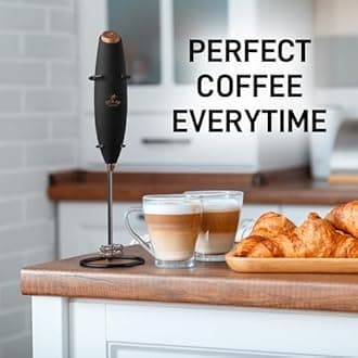 Zulay Kitchen Whisk Milk Frother with 4 Duracell Batteries - Powerful Handheld Foam Maker for Coffee, Lattes, Matcha, Hot Chocolate & Cappuccinos - Whip Creamy Froth in Seconds