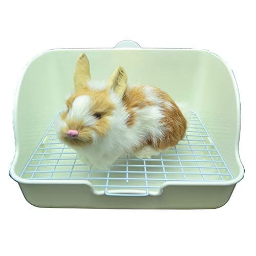 RUBYHOME Rabbit Litter Box Toilet, Plastic Square Cage Box Potty Trainer Corner Litter Bedding Box Pet Pan for Small Animals, Rabbits, Guinea Pigs, Chinchilla, Ferret, Galesaur, 11 Inches (White)