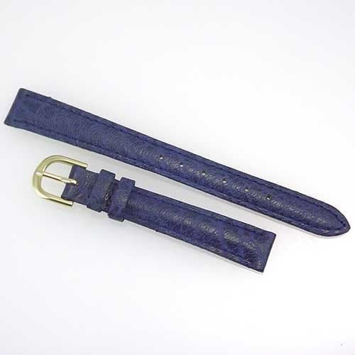 12mm Blue Textured Leather Replacement Watch Strap/Band with Gold Tone Buckle